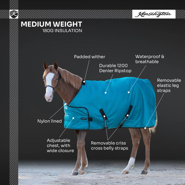 1200D Adjustable Yearling 180G Medium Weight Winter Turnout Blanket - Waterproof & Breathable Kensington Protective Products