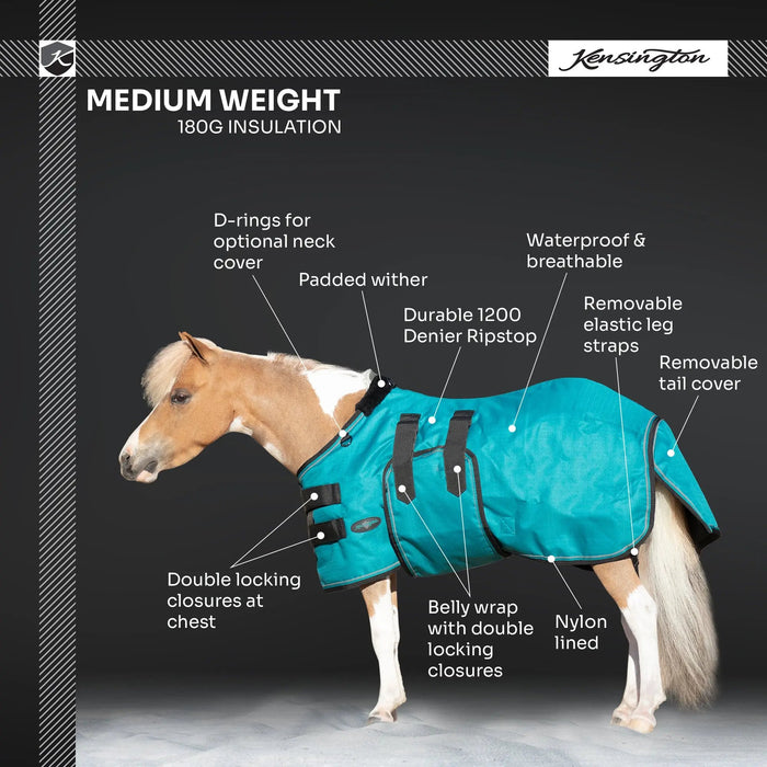 1200D Mini 180G Medium Weight Winter Turnout Blanket - Waterproof & Breathable Kensington Protective Products