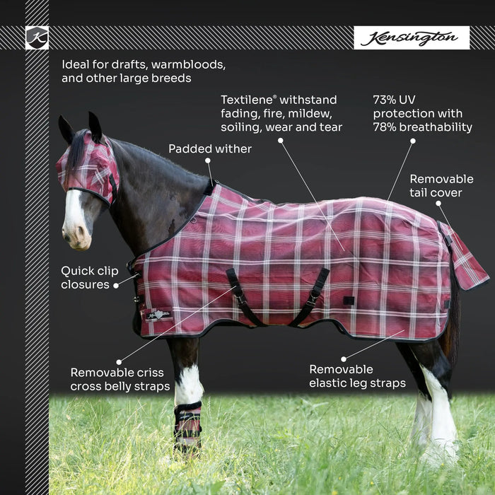 Kensington Equine Draft Horse Fly Sheet | Breathable 73% UV Protection Infographic
