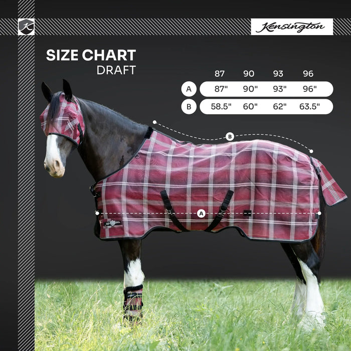 Kensington Equine Draft Horse Fly Sheet | Breathable 73% UV Protection Size Chart