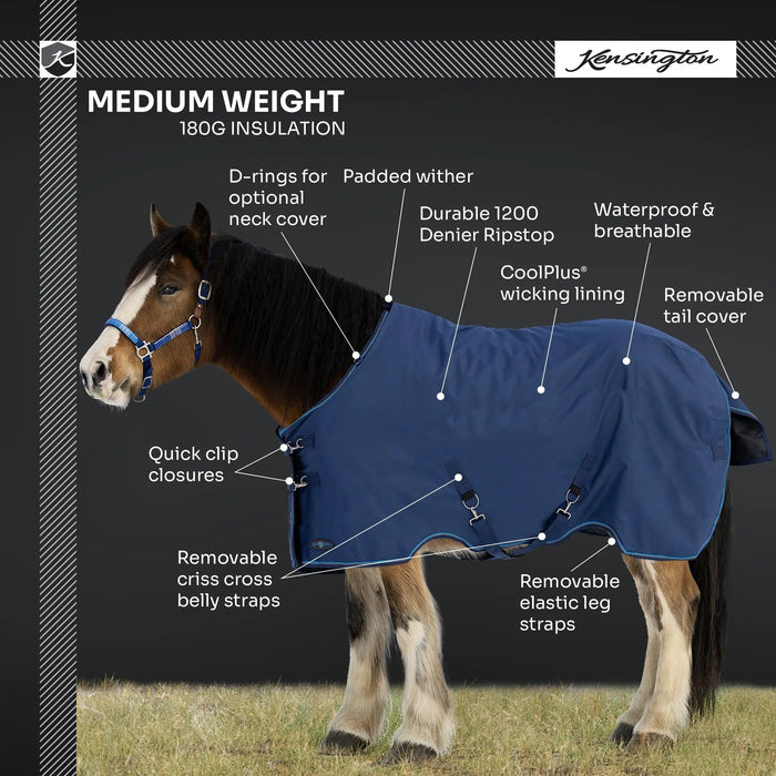1200D Midweight 180g Draft Horse Winter Turnout Blanket - Waterproof & Breathable Kensington Protective Products