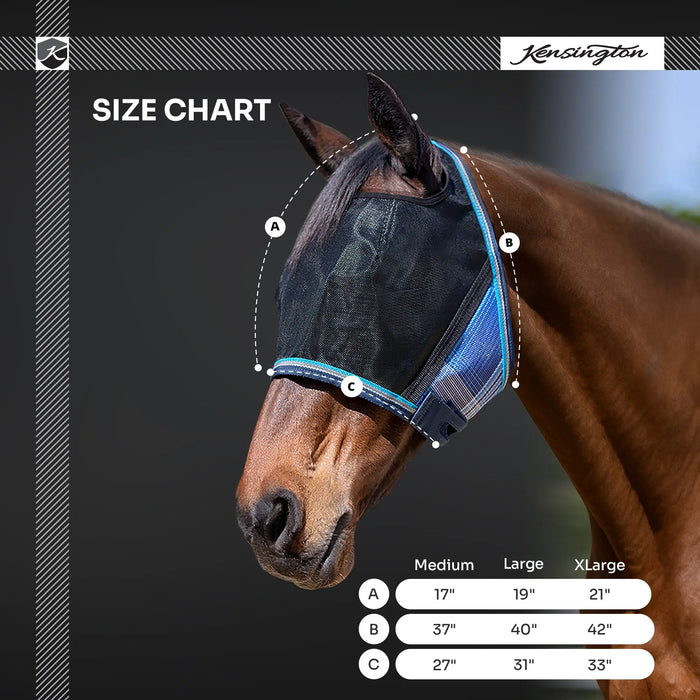 Kensington UViator Horse/Equine Fly Mask | 90% UV Protection Size Chart