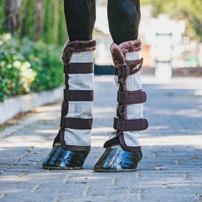 Kensington Equine Horse Fly Boots with Fleece | UV + Fly Protection In Desert Sand