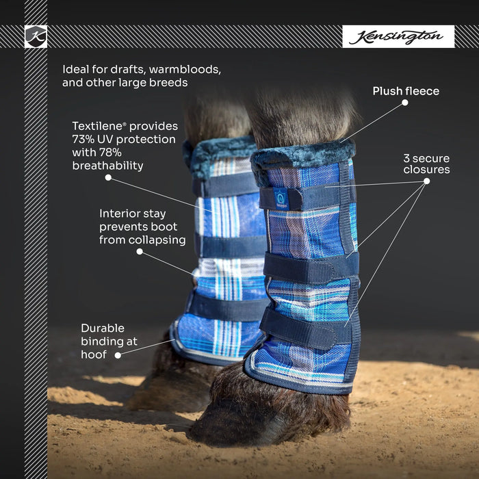 Kensington Equine Draft Fly Boots with Fleece | UV + Fly Protection Infographic