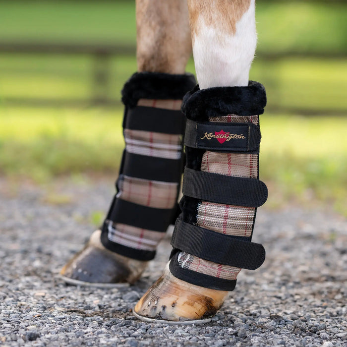 Kensington Equine Pony Fly Boots with Fleece | UV + Fly Protection In Deluxe Black
