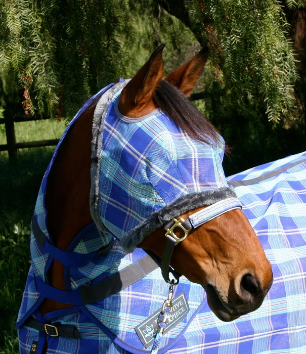 Kensington Equine Horse Fly Mask w/ Fleece | UV blocking + Comfort In Blue Ice