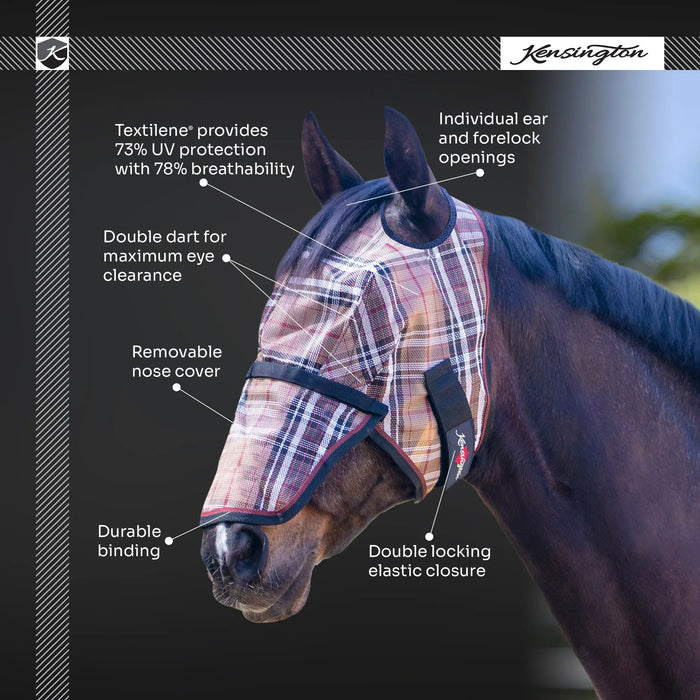 Kensington Equine Horse Fly Mask w/ Nose | UV blocking + Durable  Infographic