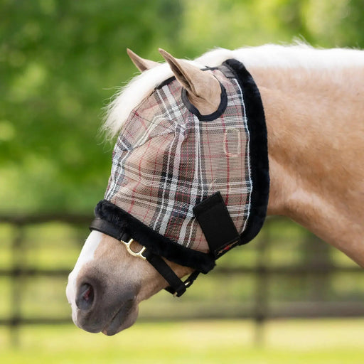 Kensington Equine Pony Fly Mask with Fleece Trim | UV Blocking In Deluxe Black