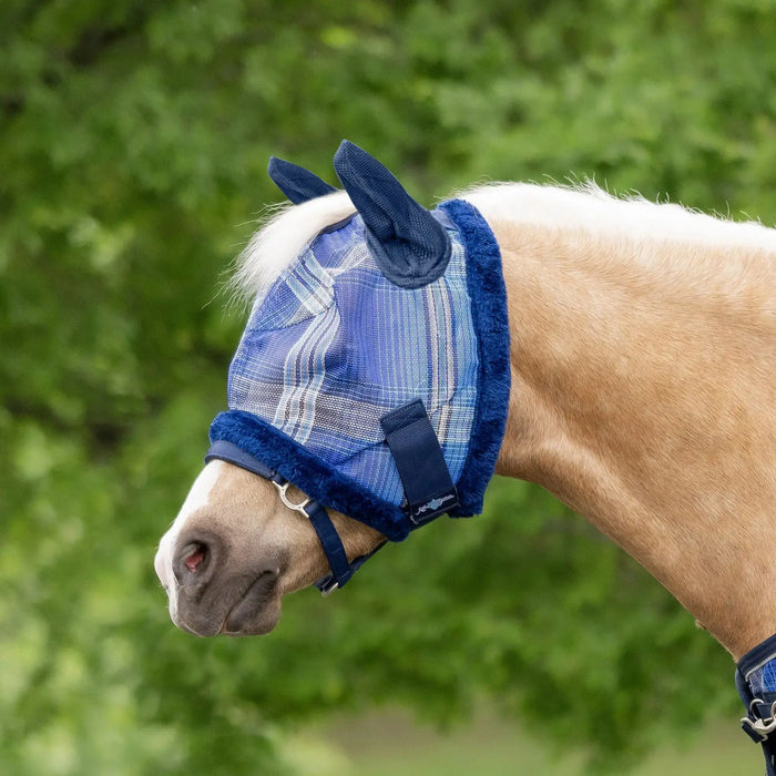Kensington Equine Pony Fly Mask with Ears & Fleece Trim | UV Blocking In Kentucky Blue