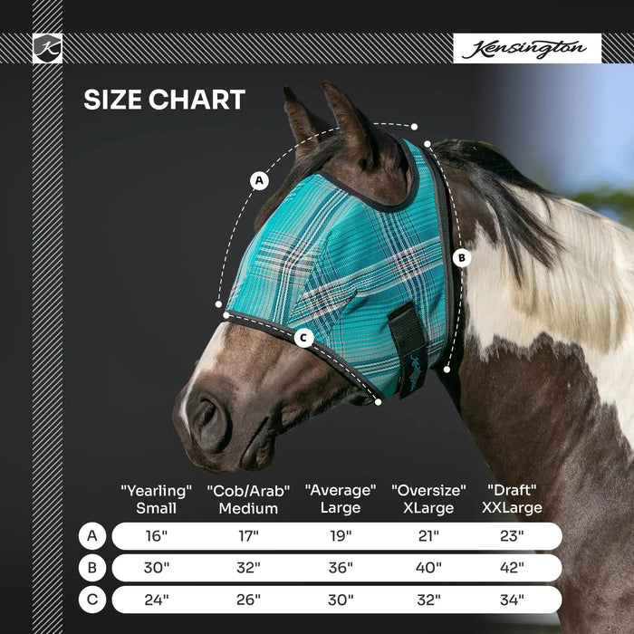 Kensington Equine Horse Fly Mask | UV blocking + Durable  Size Chart