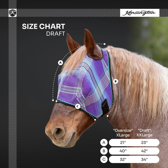 Kensington Equine Draft Horse Fly Mask | UV blocking + Durable Size Chart