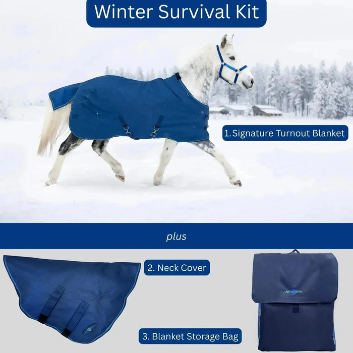 Bundle: Heavyweight 300g Winter Horse Turnout Blanket, Neck Warmer & Blanket Storage Bag Kensington Protective Products