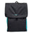 Black and aqua blanket storage bag. 