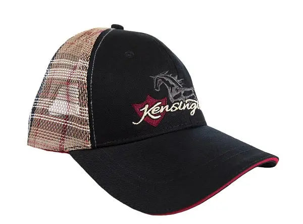 Baseball hat in black and tan.