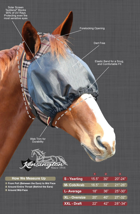 UViator Dartless Draft Horse Equine Fly Mask with 90% UV Protection Kensington Protective Products