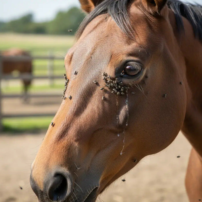 What eye issues can flies cause in horses and how fly masks solve them Kensington