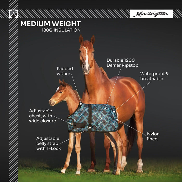 1200D Adjustable Foal 180G Medium Weight Winter Turnout Blanket - Waterproof & Breathable Kensington Protective Products