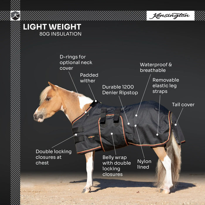 Mini 80G Light Weight Horse Winter Turnout Blanket - Waterproof & Breathable Kensington Protective Products