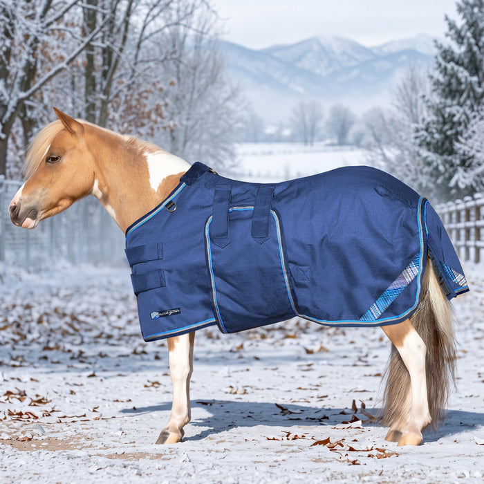 New Mini 180G Medium Weight Horse Winter Turnout Blanket - Waterproof & Breathable — B - Navy — main image — 5SCR180-42-B