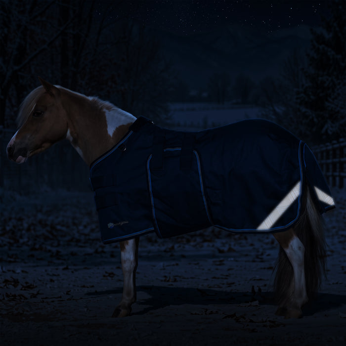New Mini 180G Medium Weight Horse Winter Turnout Blanket - Waterproof & Breathable — B - Navy — feature overview — 5SCR180-42-B
