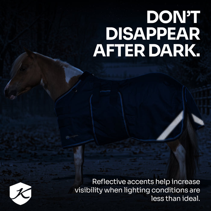New Mini 180G Medium Weight Horse Winter Turnout Blanket - Waterproof & Breathable — B - Navy — callout 2 — 5SCR180-42-B