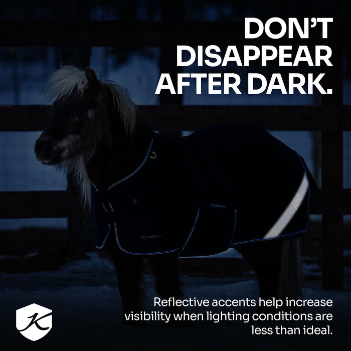New Mini 300G Heavy Weight Horse Winter Turnout Blanket - Waterproof & Breathable — B - Navy — callout 2 — 5SCR300-42-B