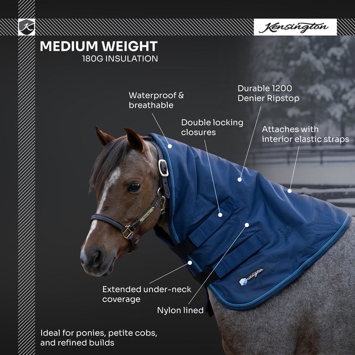 New Pony 180G Medium Weight Winter Neck Warmer - Waterproof & Breathable — B - Navy — infographic — 6SCR180-PONY-B