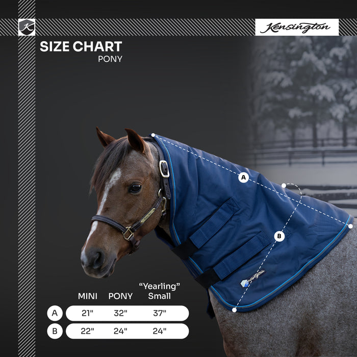 New Pony 180G Medium Weight Winter Neck Warmer - Waterproof & Breathable — B - Navy — size chart — 6SCR180-PONY-B