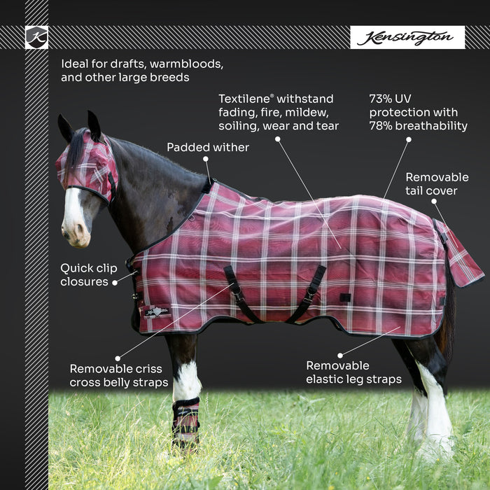 Kensington Equine Draft Horse Fly Sheet | Breathable 73% UV Protection Infographic
