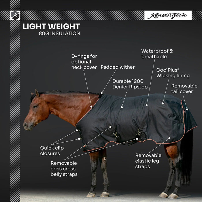 Bundle: Light-Weight 80g Winter Horse Turnout Blanket, Neck Warmer & Blanket Storage Bag Kensington Protective Products