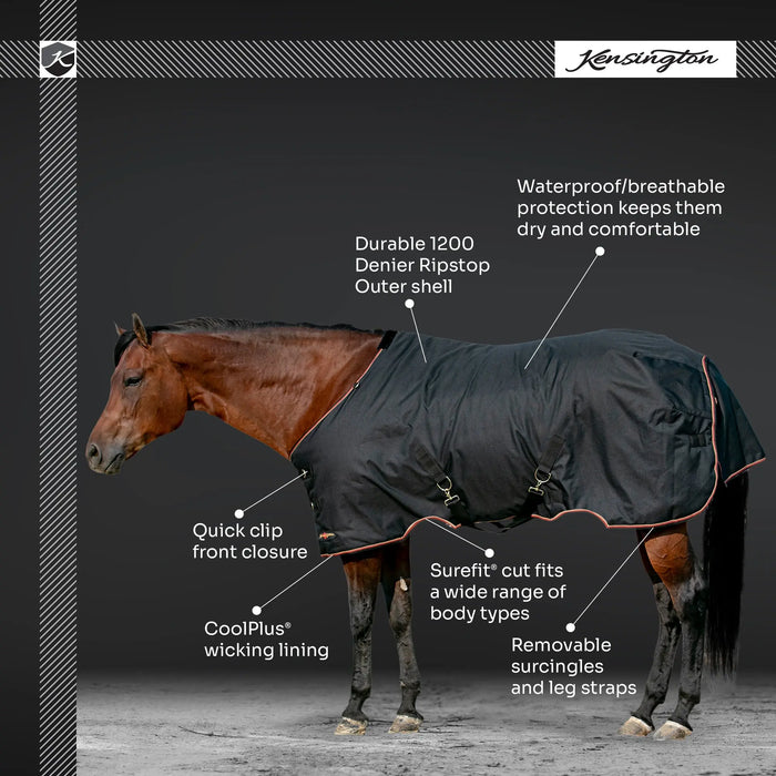 1200D Lightweight 80g Horse Winter Turnout Blanket - Waterproof & Breathable Kensington Protective Products