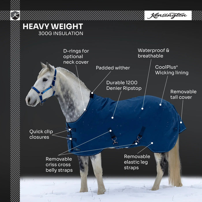 Bundle: Heavyweight 300g Winter Horse Turnout Blanket, Neck Warmer & Blanket Storage Bag Kensington Protective Products