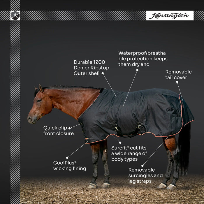 1200D Heavyweight 300g Horse Winter Turnout Blanket - Waterproof & Breathable Kensington Protective Products