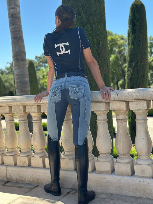 NEW Equestrian Jean - Full Seat with Cell Phone Pocket | 4-way stretch - Faded Blue