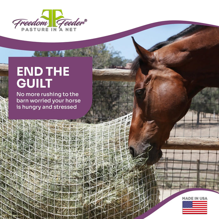 Freedom Feeder Extended Day Net - Slow Feed Hay Net - 2 String Bale - 3 Size Mesh Options Freedom Feeder