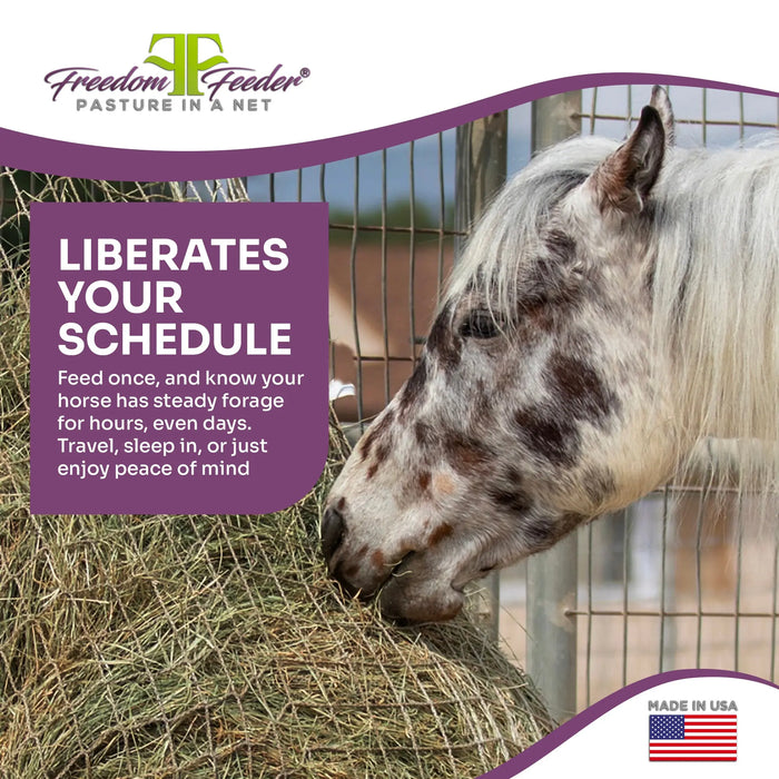Freedom Feeder Extended Day Net - Slow Feed Hay Net - 2 String Bale - 3 Size Mesh Options Freedom Feeder