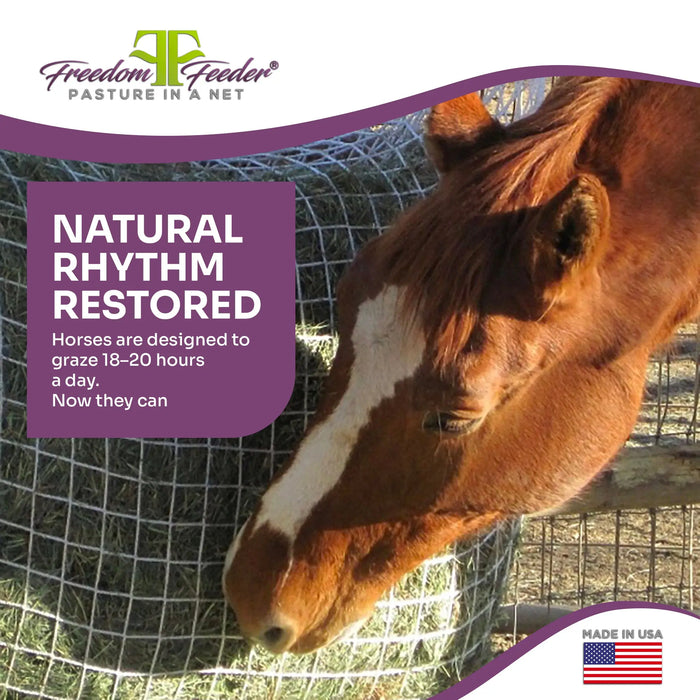 Freedom Feeder Extended Day Net - Slow Feed Hay Net - 2 String Bale - 3 Size Mesh Options Freedom Feeder