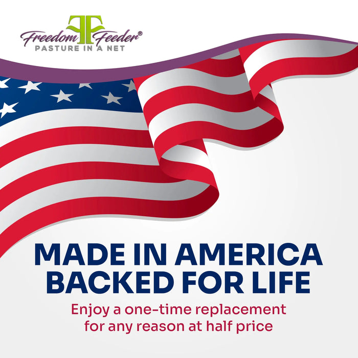 Freedom Feeder Extended Day Net - Slow Feed Hay Net - 2 String Bale - 3 Size Mesh Options Freedom Feeder