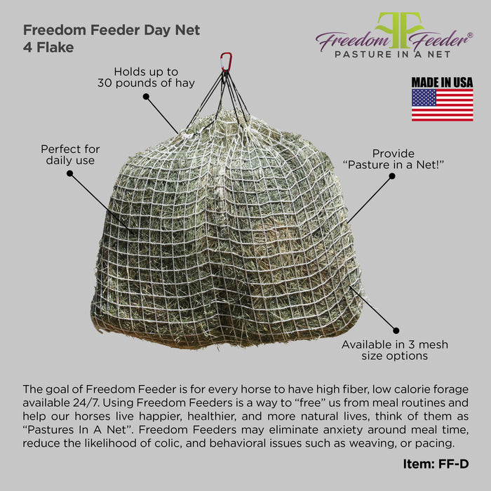 Freedom Feeder Day Net - 4 Flake Capacity - 3 Size Slow Feed Mesh Options