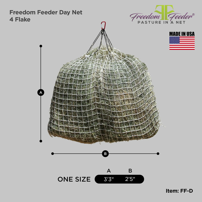 Freedom Feeder Day Net - Slow Feed Hay Net - 4 Flake - 3 Size Mesh Options Freedom Feeder