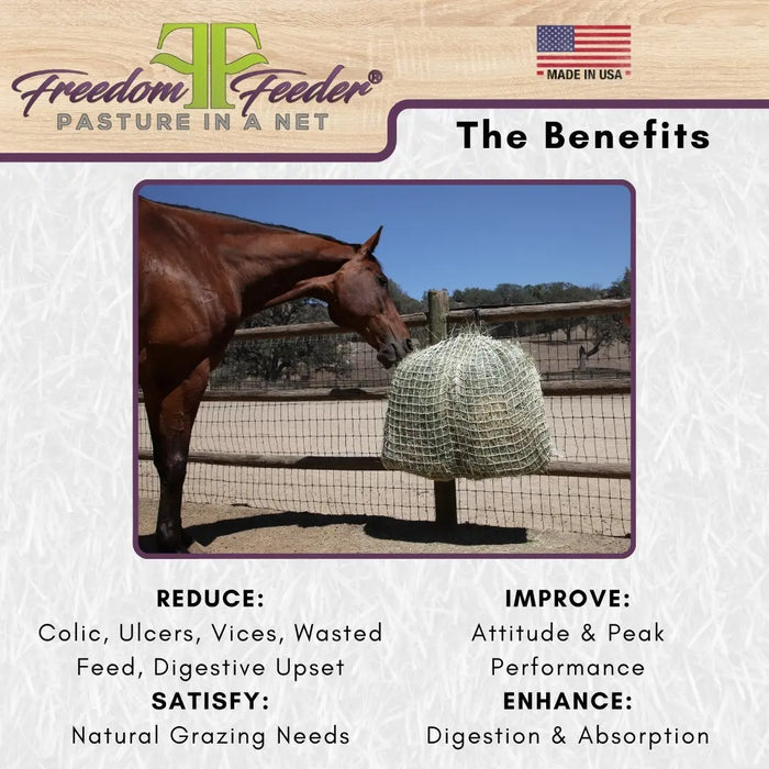 Freedom Feeder Day Net - Slow Feed Hay Net - 4 Flake - 3 Size Mesh Options Freedom Feeder
