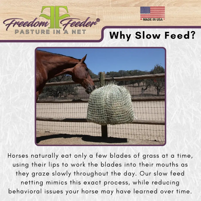 Freedom Feeder Day Net - Slow Feed Hay Net - 4 Flake - 3 Size Mesh Options Freedom Feeder