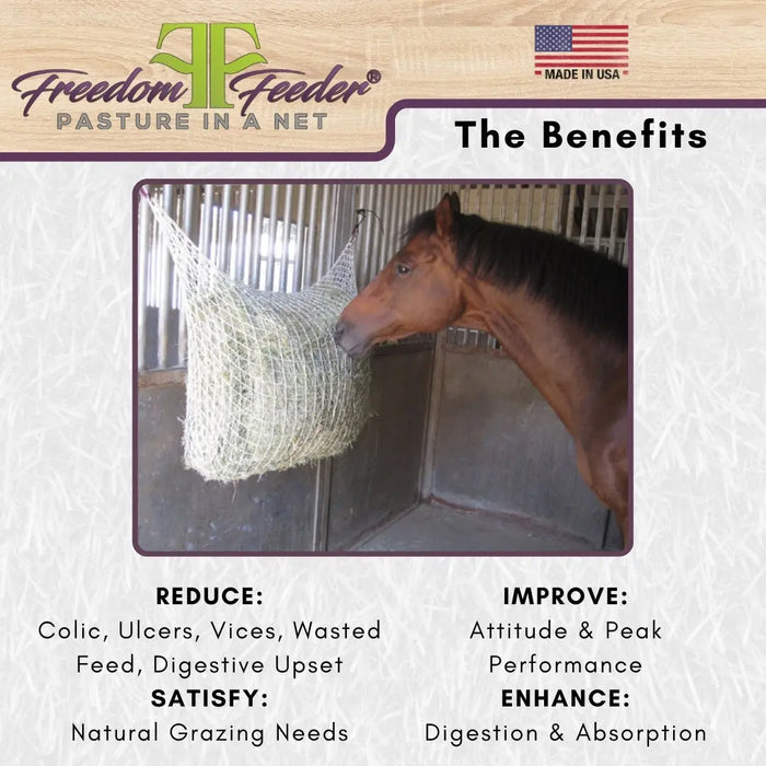Freedom Feeder Extended Day Net - Slow Feed Hay Net - 2 String Bale - 3 Size Mesh Options Freedom Feeder