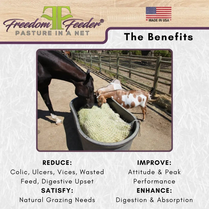 Freedom Feeder Full Bale Hay Net - Slow Feed Hay Net - 3 String Bale - 3 Size Mesh Options Freedom Feeder
