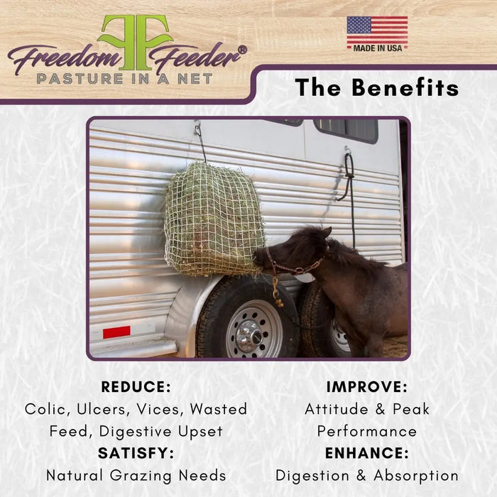Freedom Feeder Trailer/Mini Hay Net - Slow Feed Hay Net - 2 Flake  - 3 Size Mesh Options Freedom Feeder