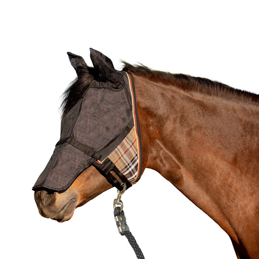 Kensington UViator Horse/Equine Fly Mask Ears & Nose | 90% UV Protection in Deluxe Black
