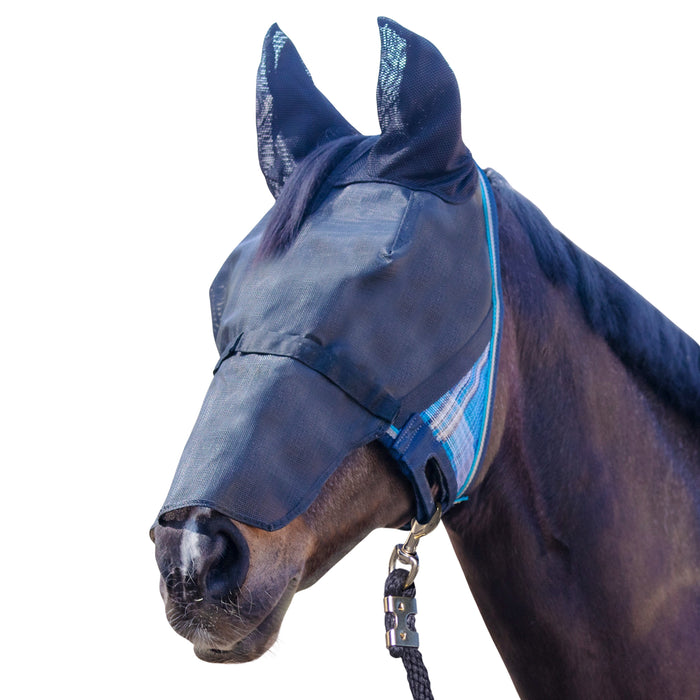 Kensington UViator Horse/Equine Fly Mask Ears & Nose | 90% UV Protection in Kentucky Blue