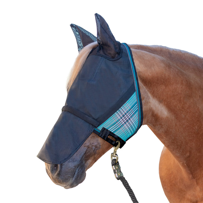 Kensington UViator Horse/Equine Fly Mask Ears & Nose | 90% UV Protection in Atlantis