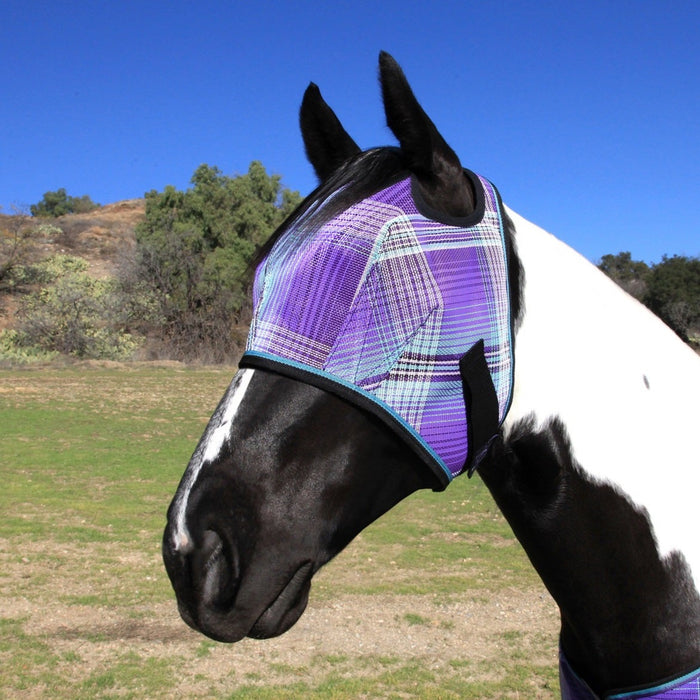 73% UV Fly Mask with Web Trim - Dual Ear Opening & Forelock Freedom