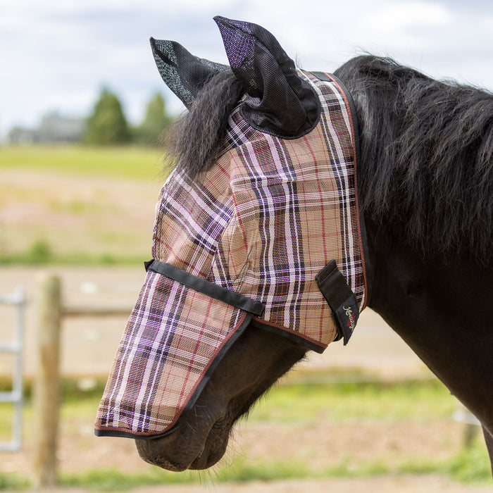 73% UV Draft Fly Mask with Removable Nose - Soft Mesh Ears & Forelock Opening